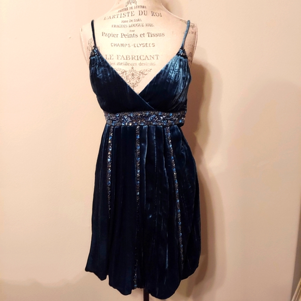 NWT Sue Wong Nocturne Blue Velvet Party Dress 6